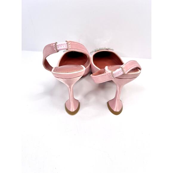 Luxury Dress Fluted Heel Size 8.5 Satin Pointed Slingback w/ Crystal-Sunflower - Picture 6 of 10